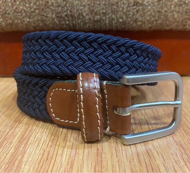 Cinturón elástico trenzado niño azul y marron