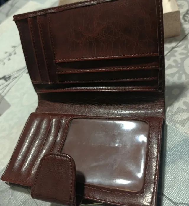 Cartera de piel mujer marrón