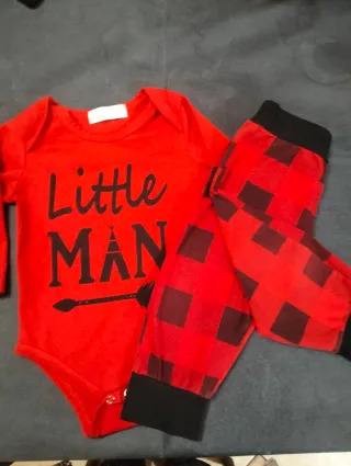 Completo neonato Little Man rosso