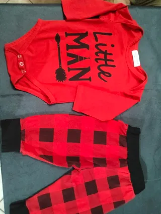 Completo neonato Little Man rosso