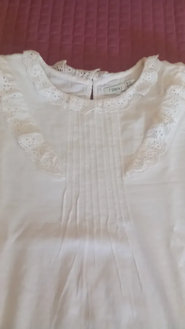 Blusa niña Sfera blanca con volantes