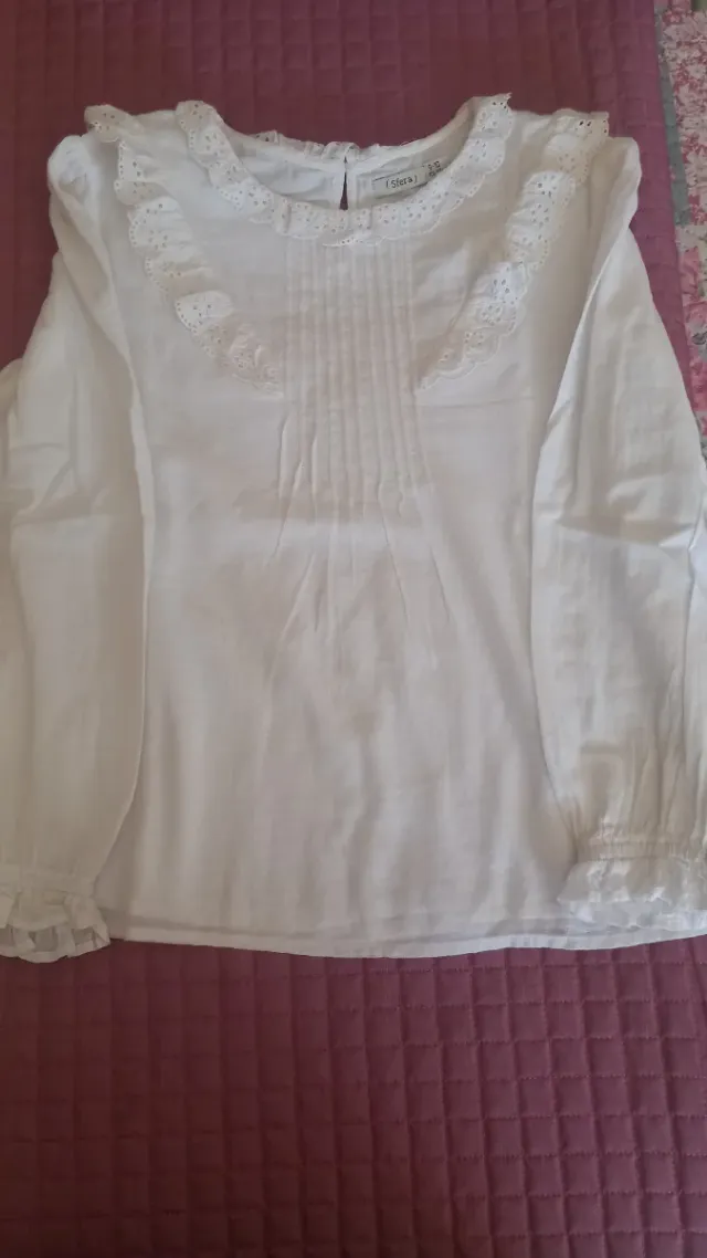 Blusa niña Sfera blanca con volantes