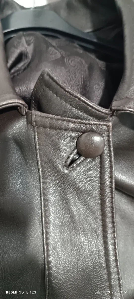 Gabardina Piel Marrón Vintage Mujer Talla L