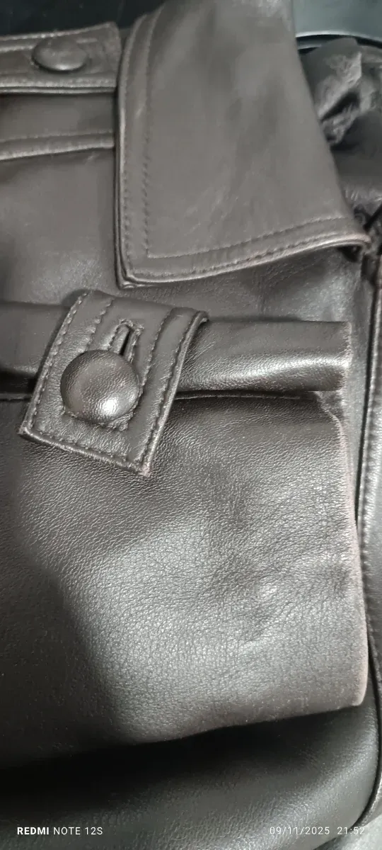 Gabardina Piel Marrón Vintage Mujer Talla L