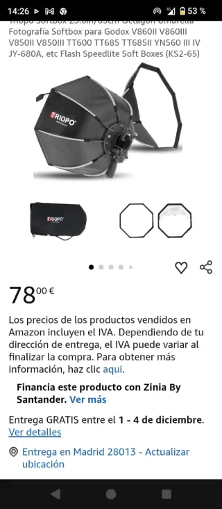 Paraguas Fotografía TRIOPO 85cm Octogonal