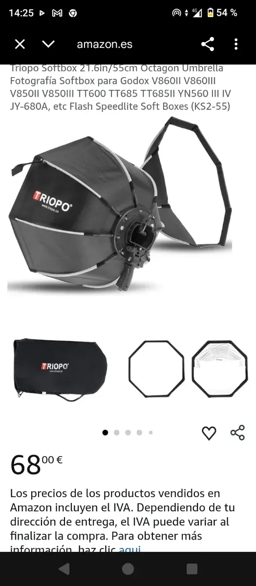 Paraguas Fotografía TRIOPO 85cm Octogonal