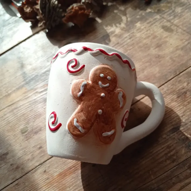 Tazza Mug Pan di Zenzero Decorata