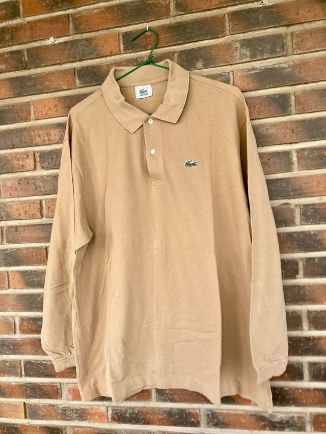 Polo Lacoste manga larga marrón talla XXXL