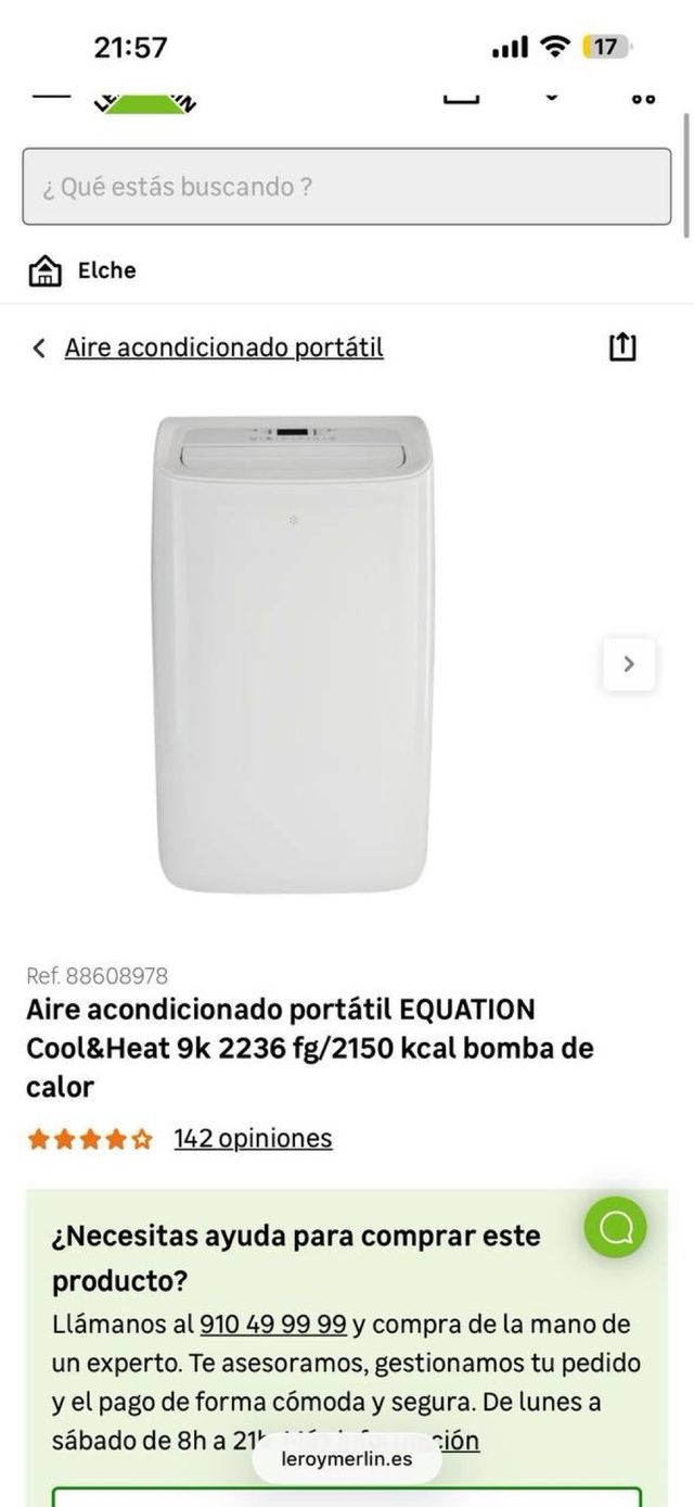 Aire Acondicionado Portátil Equation Cool&Heat