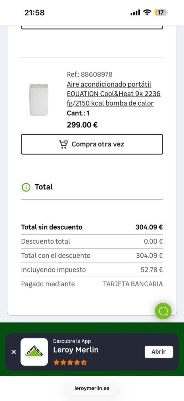 Aire Acondicionado Portátil Equation Cool&Heat