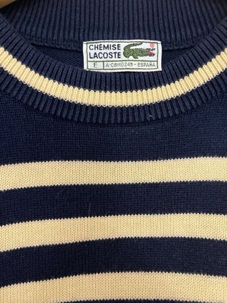 Jersey Lacoste a rayas azul marino y beige