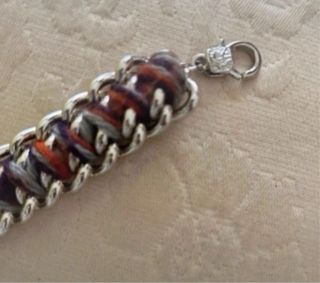 Bracciale artigianale rosso e argento