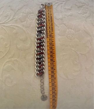 Bracciale artigianale rosso e argento