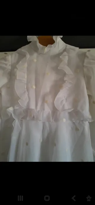 Abito bianco lungo con pois