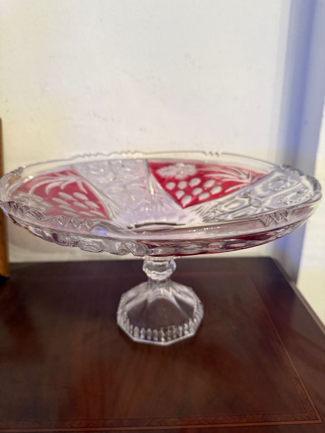 Centro de mesa cristal tallado rojo