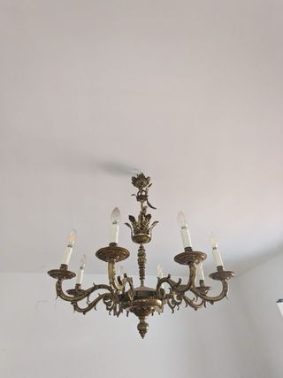 Lámpara araña antigua vintage hierro