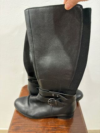 Botas altas Antea piel negra ancho especial