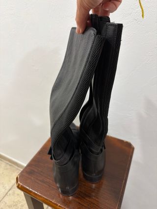 Botas altas Antea piel negra ancho especial