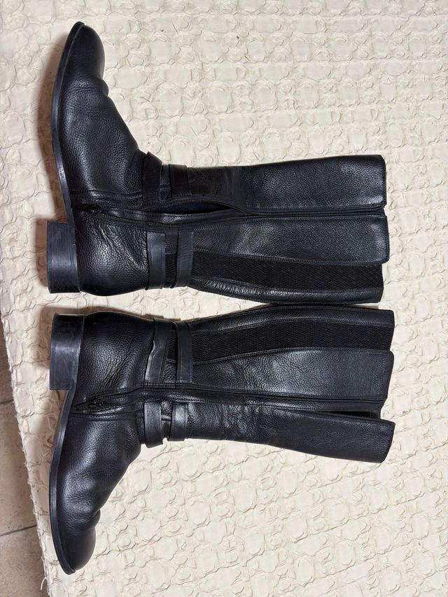 Botas altas Antea piel negra ancho especial