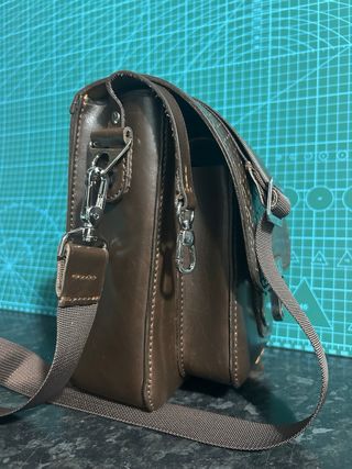 Bolso artesanal cuero marrón