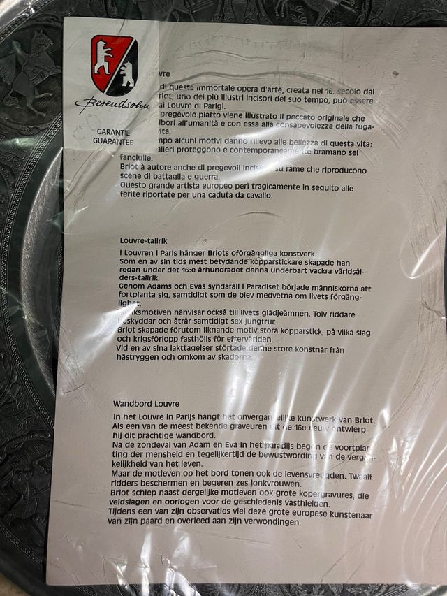 Piatto decorativo Berendsohn Adamo Eva