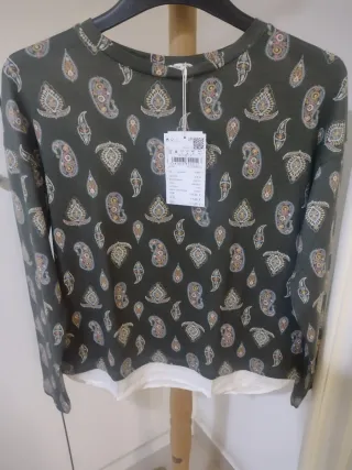 Jersey punto fino Springfield verde estampado