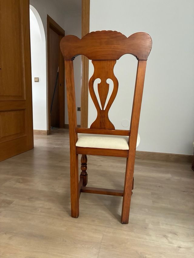 4 Sillas Comedor Madera Pino Tapizadas
