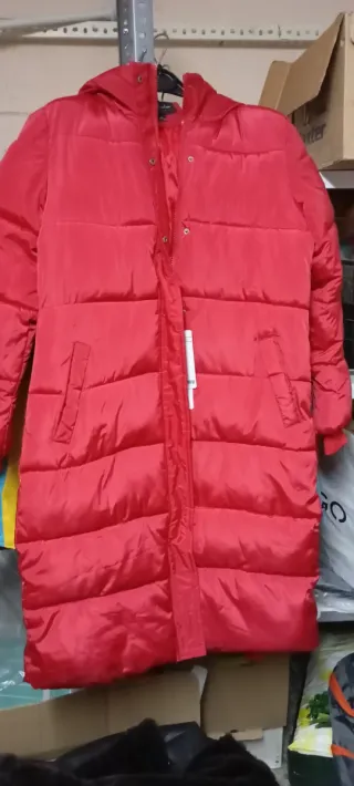 Chaquetón largo mujer rojo