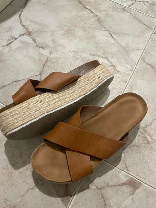 Sandalias plataforma esparto marrón