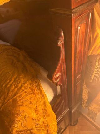 Espléndida cama de caoba con dosel