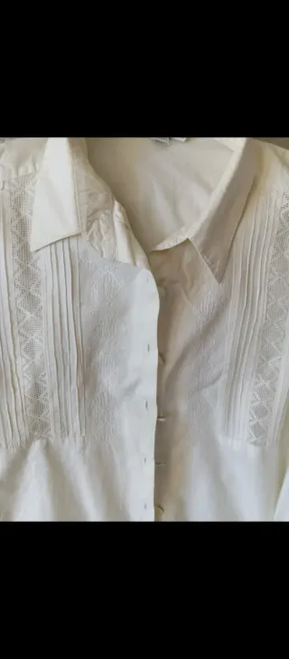 Camisa blanca manga larga mujer