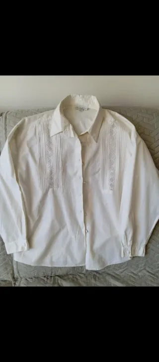 Camisa blanca manga larga mujer