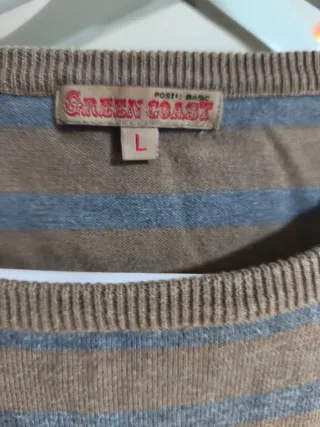 Jersey Green Coast Rayas Beige y Gris Talla L