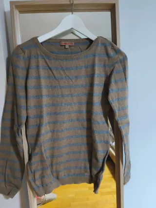 Jersey Green Coast Rayas Beige y Gris Talla L