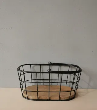 NUEVO Cesta Decorativa Metal y Madera