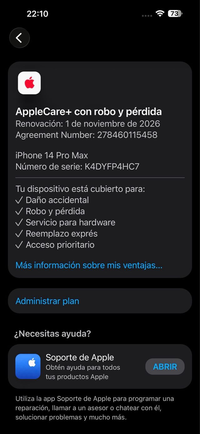 iPhone 14 Pro Max 512GB Morado + AppleCare activo