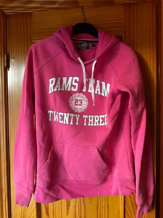 Sudadera Rams con capucha rosa talla M