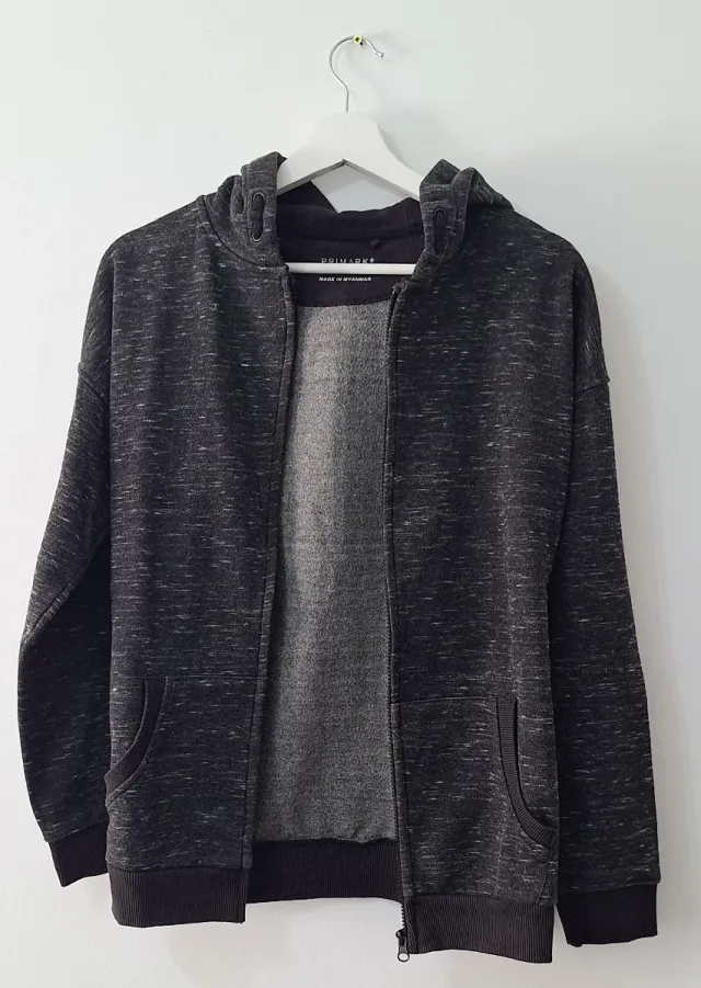 Sudadera con capucha gris jaspeado 12-13 años
