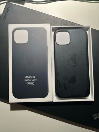 Cover iPhone 13 Pelle Blu Midnight MagSafe