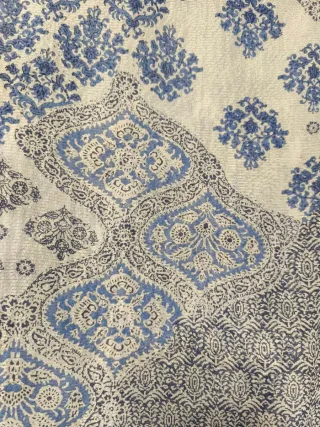 Camisa seda Massimo Dutti azul y blanco