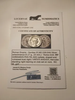 Antoniniano Plata Gordiano III Imperio Romano