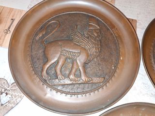 Tris piatti rame vintage da parete