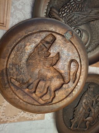 Tris piatti rame vintage da parete