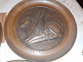 Tris piatti rame vintage da parete