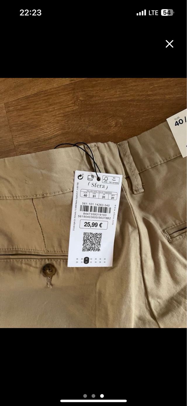 Pantalones chinos Sfera T40 beige