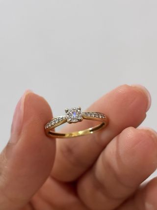 Anillo Oro 18k Diamante Natural 0.10ct