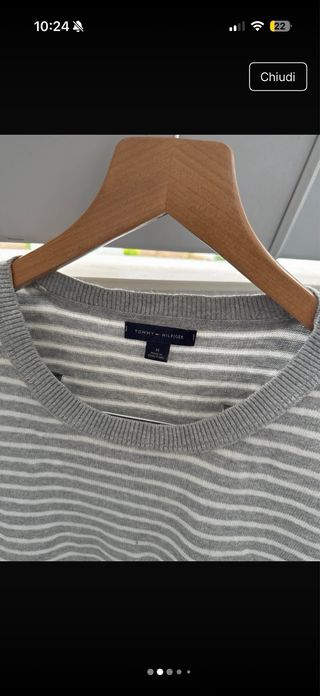 Maglia Tommy Hilfiger a righe grigia taglia S