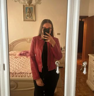 Giacca pelle Zara rossa