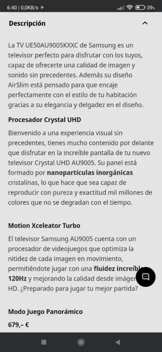 TV Samsung LED 50" 4K UHD Smart TV