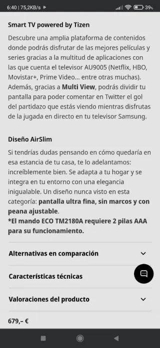 TV Samsung LED 50" 4K UHD Smart TV